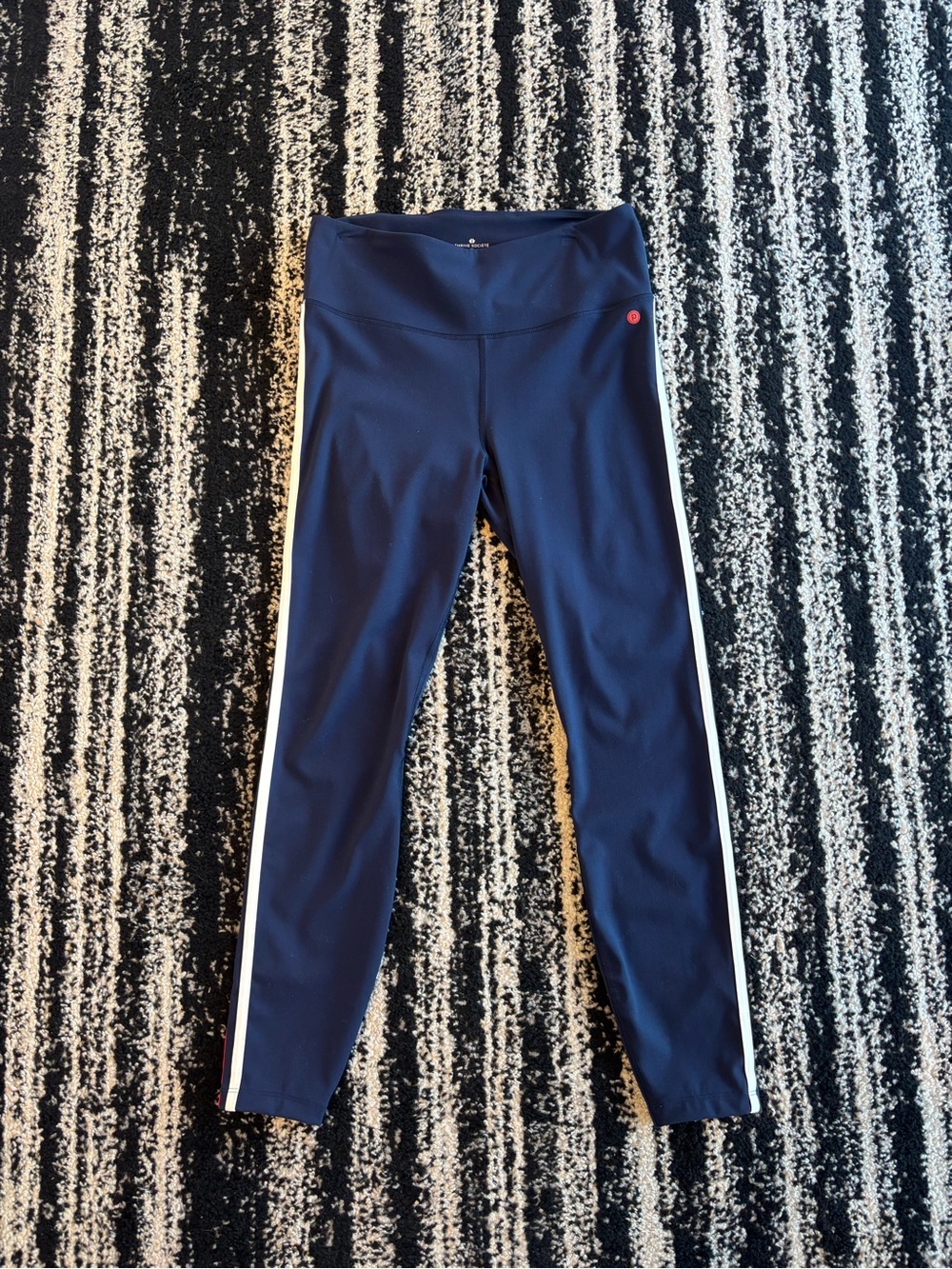 Women’s Navy Athletic Leggings with White Side Stripe